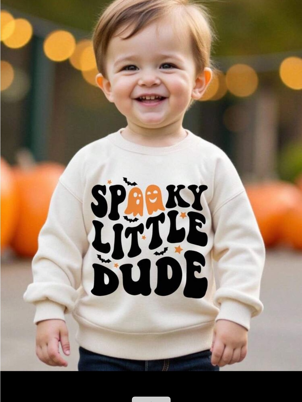Spooky Little Dude Cream Kids Sweatshirt